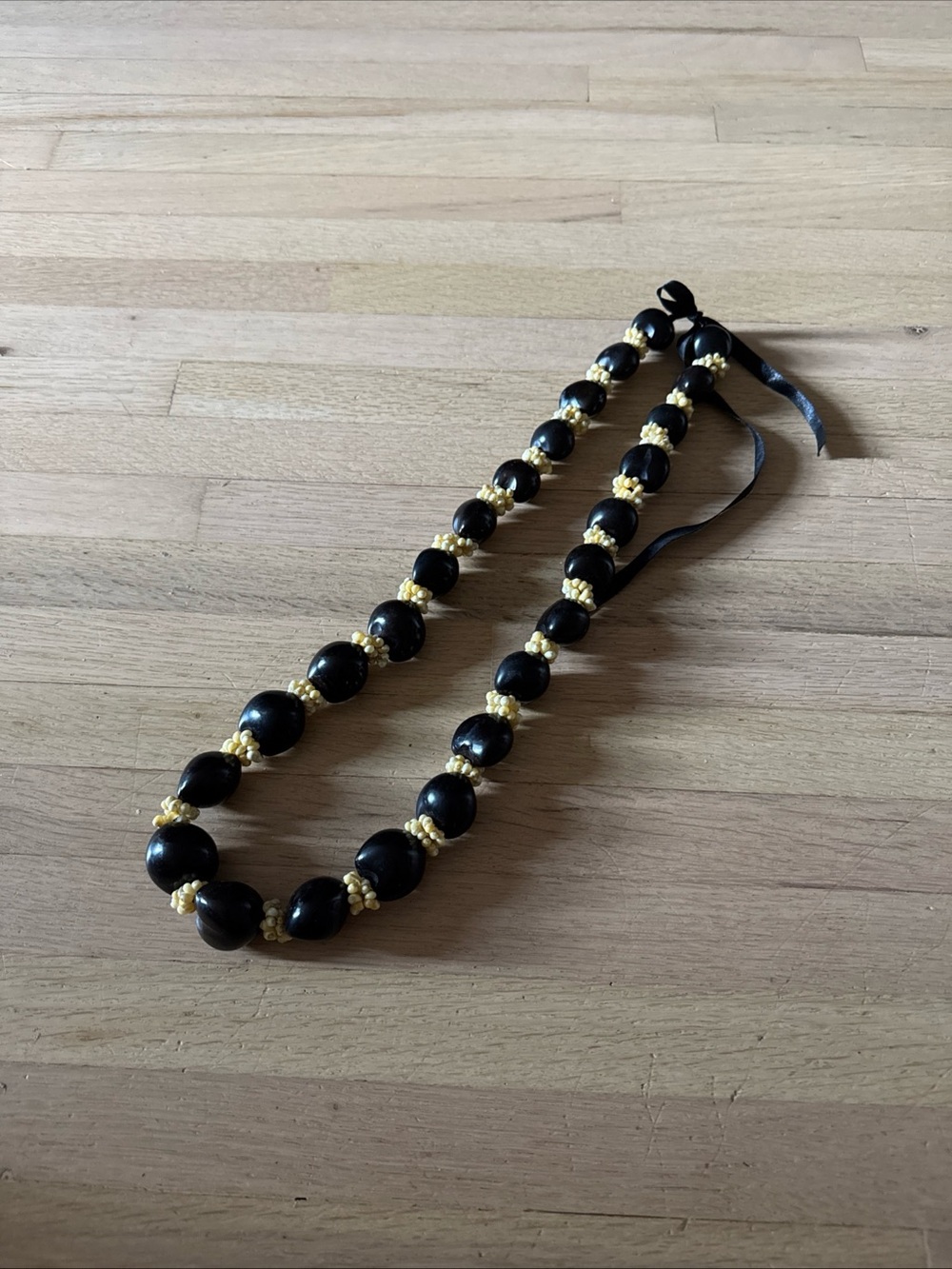 Kukui Nut Lei Necklace Hawaiian Brown Luau Celebration With Ties 25 Nuts